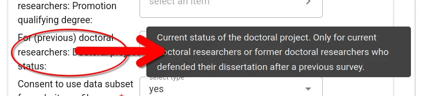 Screenshot showing where to hover to access the context help