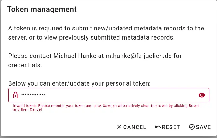 Screenshot of the token prompt displaying an “invalid token” message