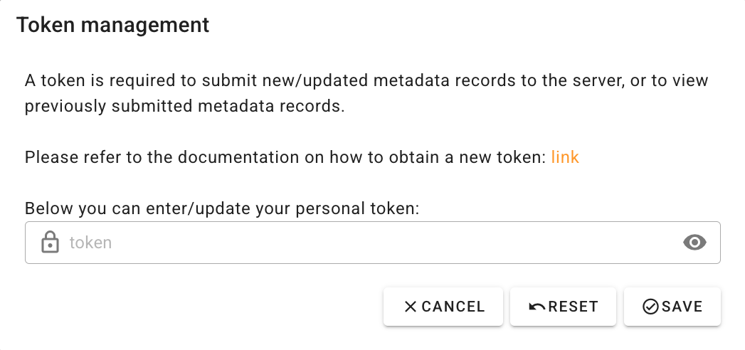 Screenshot of the token prompt displaying a message about token requirements